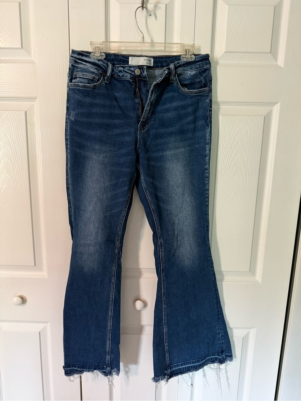 Bridge By Gly Dark Indigo Flare Jeans with Frayed Hem
